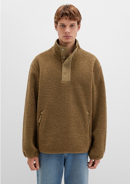 Dik Yaka Kahverengi Sweatshirt 0110737-70362 fırsatları