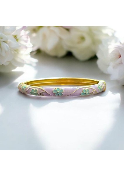 Yeşil Çiçek Lila Mineli Çelik Bilezik fırsatları