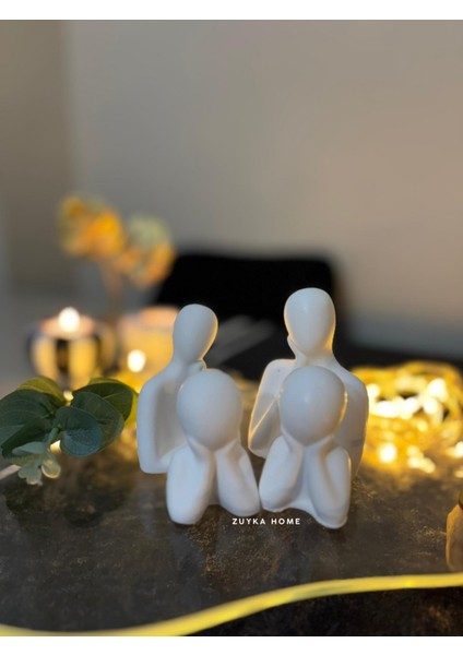 Dekoratif Dörtlü Aile Obje Biblo Anne&baba&2çocuk