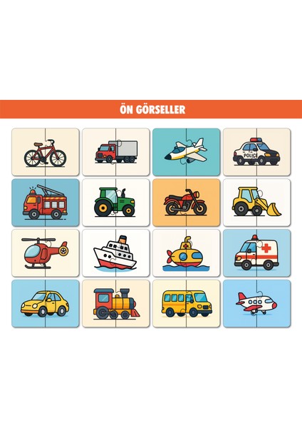 Bymeyla 64 Parça Eşyalar,taşıtlar,meyveler,hayvanlar Alemi Zeka Geliştirici Eğitici Puzzle Seti