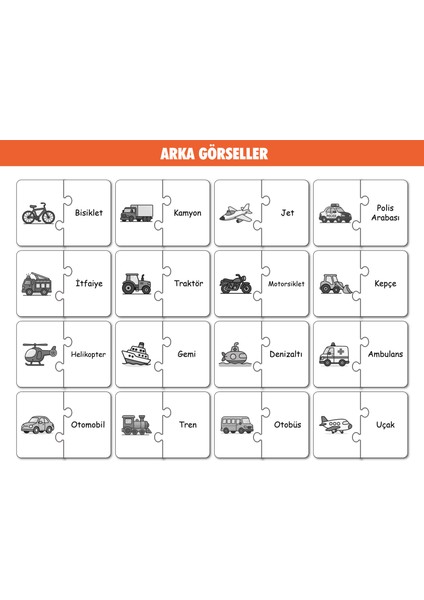 Bymeyla 64 Parça Eşyalar,taşıtlar,meyveler,hayvanlar Alemi Zeka Geliştirici Eğitici Puzzle Seti
