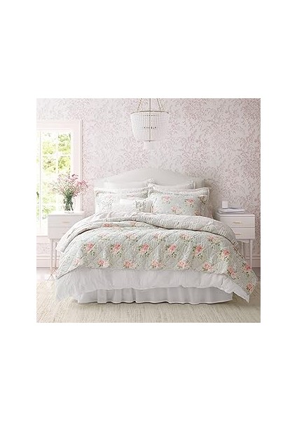 Laura Ashley - Ikiz Yorgan Seti, Eşleşen Yastık Kılıfı ile Ters Çevrilebilir Pamuk Yatak Takımı, He