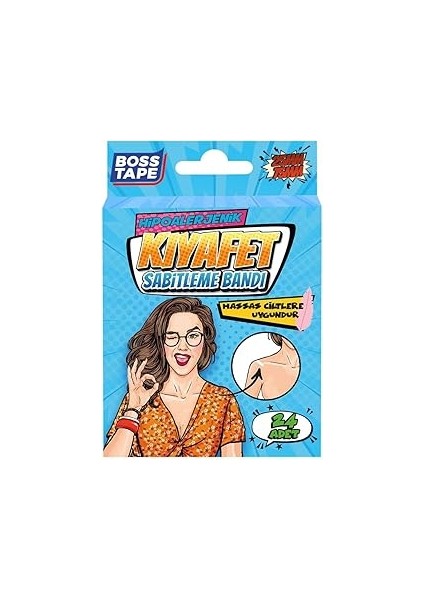 Tape Kıyafet Sabitleme, Dekolte Kapama ve Vücut Bandı Biyouyumluluk Sertifikalı (Şeffaf / 0,75