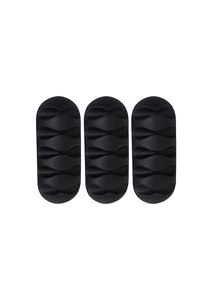 5 Kanallı Kablo Fiş Tutucu Kablo Sabitleyici Aparat 3 Adet Siyah