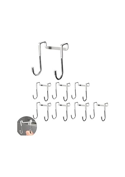 Aputue Kapı Üstü Askıları, 6 Adet Çift S Şekilli Askı, Dolap Kapısı ve Çekmece Askısı, Paslanmaz Çe