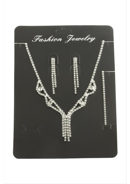 Sallantılı Taşlı Set Kolye