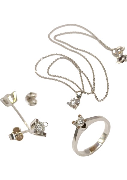 Pırlanta Tek Taş Set Takım 18 Ayar Altın Hd Videolu