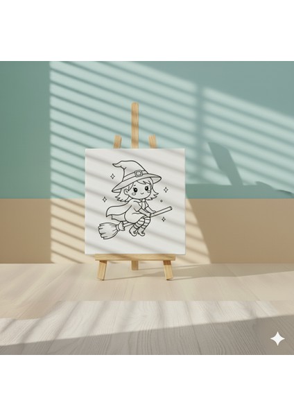 Çocuklar Için Süpürgeli Şapkalı Sevimli Uçan Cadı Temalı Boyama Seti fiyatları