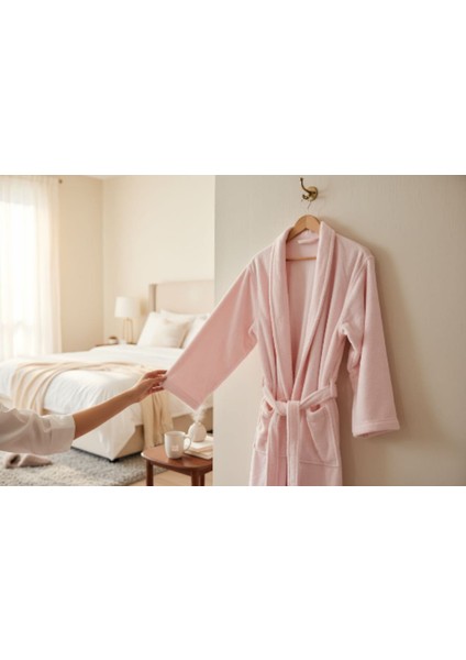 Fresh Kadın Bornoz Pudra Pembe/ Cepli Yumuşak Bornoz Havlu fiyatları