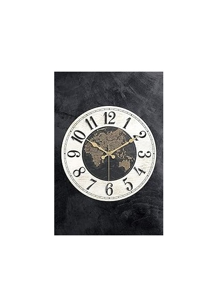 Emores 36 cm Gerçek Cam Akar Saniye Sessiz Mekanizma Duvar Saati