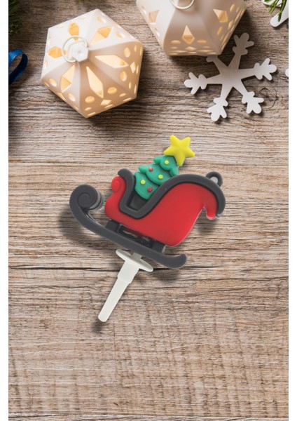 Renkli Silikon Pasta Üstü Yılbaşı Süsü 4'lü Kardan Kızak Seti