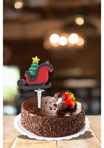 Renkli Silikon Pasta Üstü Yılbaşı Süsü 4'lü Kardan Kızak Seti fiyatları