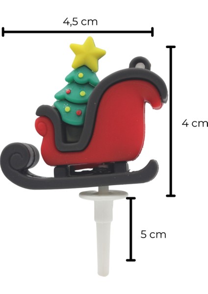 Renkli Silikon Pasta Üstü Yılbaşı Süsü 4'lü Kardan Kızak Seti modelleri