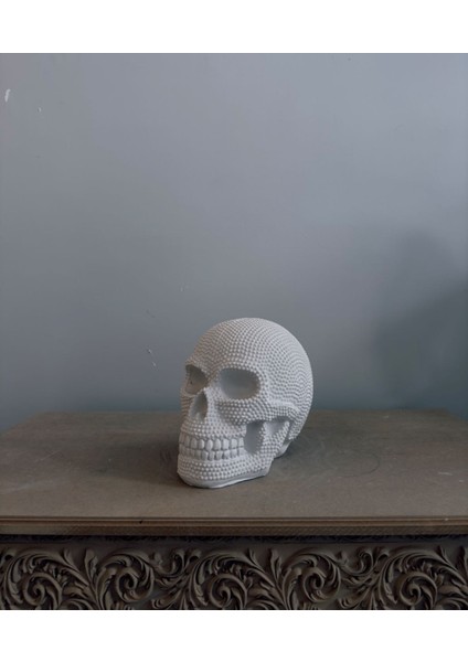 Dev Zımbalı Kafatası Heykeli | 27 cm Modern Gotik Dekor