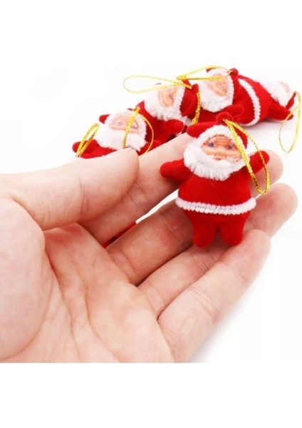 Kırmızı Noel Baba Ağaç Süsü, 12'li, Yılbaşı Dekorasyonu, Sevimli ve Şık Süsler