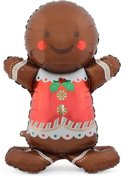 Kahverengi Büyük Ayaklı Kurabiye Adam Folyo Balon Yılbaşı Süsü modelleri