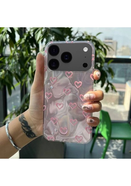 iPhone 17 Pro Uyumlu Zebana Pembe Kalp Desenli Silikon Kılıf fiyatları