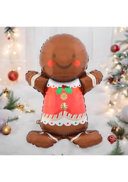 Kahverengi Büyük Ayaklı Kurabiye Adam Folyo Balon Yılbaşı Süsü fırsatları