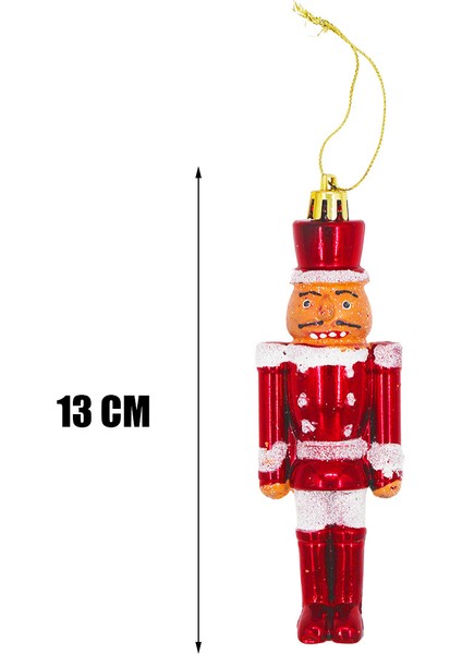 Yılbaşı Ağaç Süsü 3'lü Simli Kurşun Asker Fındıkkıran 13 cm Kırmızı indirimleri