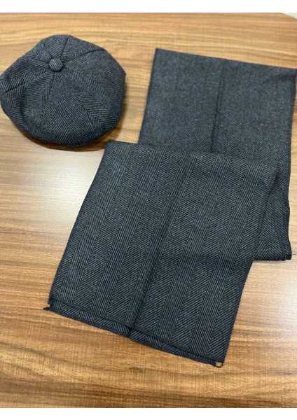Erkek Kışlık Balıksırtı Desenli Kasket & Atkı Takımı – 198X30 cm Atkı – Şık Kış Kombini fiyatları