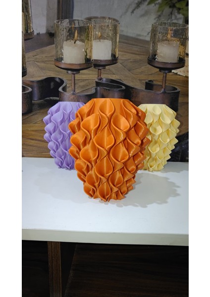 Zambak Desenli 3D Vazo | Modern Organik Form | Pla ile Özel Tasarım (Çiçekler Dahil Değildir) indirimleri