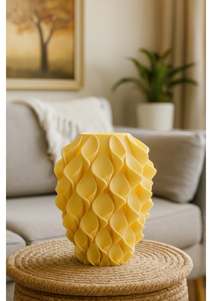 Zambak Desenli 3D Vazo | Modern Organik Form | Pla ile Özel Tasarım (Çiçekler Dahil Değildir)