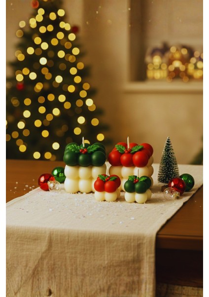 El Yapımı Kokinalı 4’lü Yılbaşı Mum Seti – Okyanus Kokulu, Büyük & Küçük Buble Mumlar fiyatları