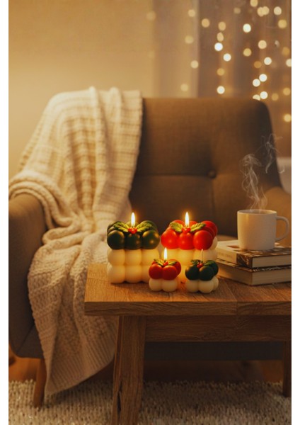 El Yapımı Kokinalı 4’lü Yılbaşı Mum Seti – Okyanus Kokulu, Büyük & Küçük Buble Mumlar modelleri