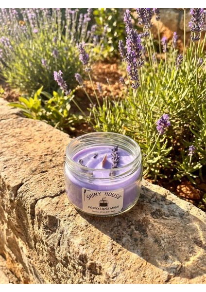 Lavanta Kokulu Aromaterapi Mum %100 Doğal Soya Wax, Ahşap Fitilli, El Yapımı Dekoratif Mum fiyatları