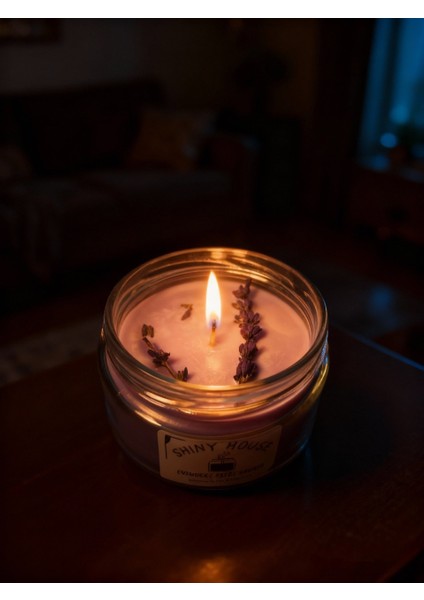 Lavanta Kokulu Aromaterapi Mum %100 Doğal Soya Wax, Ahşap Fitilli, El Yapımı Dekoratif Mum fırsatları