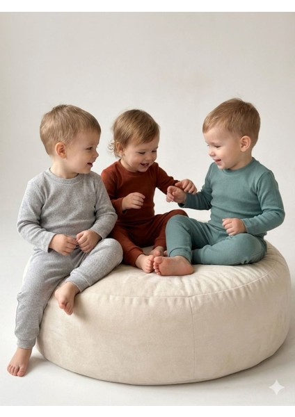 3'lü %100 Pamuklu Uzun Kol Bebek Body Pantolon Takım