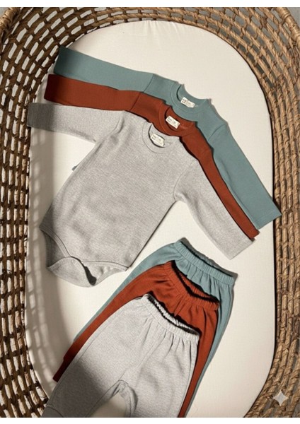 3'lü %100 Pamuklu Uzun Kol Bebek Body Pantolon Takım fırsatları