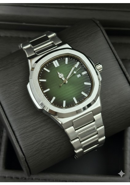 Gümüş Yeşil Kare Model Çelik Eşref Tek Su Geçirmez Erkek Saat fiyatları