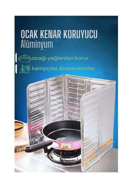 Hsnet Ocak Kenar Koruyucu Alüminyum Levha - Ev Kamp Karavan Ocak Koruyucu