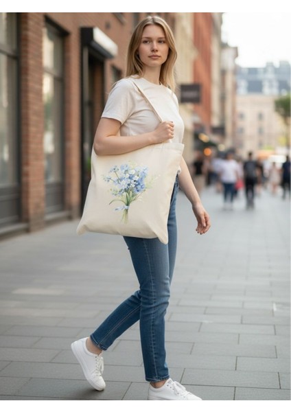 Çiçek Buketi Tasarımlı Pamuklu Bez Çanta fiyatları