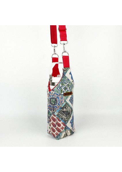 Geleneksel Çini Desenli U Model El Yapımı Termos ve Matara Kılıfı