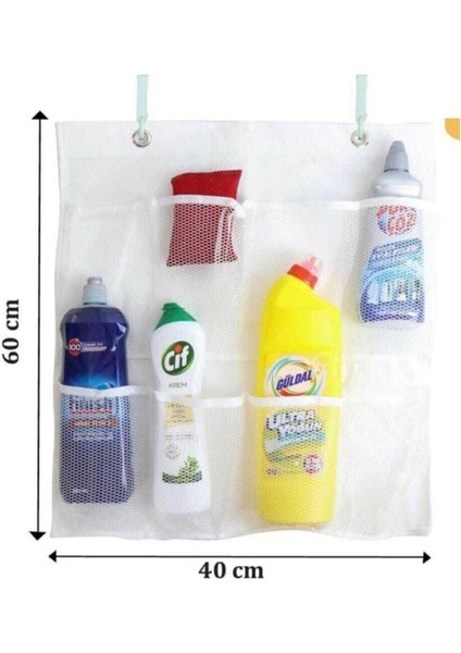 8 Cepli Askılı File Banyo Organizer + Hassas Ayakkabı Yıkama Filesi Kapak Bağlamalı - 2li Set D0J1D3 modelleri