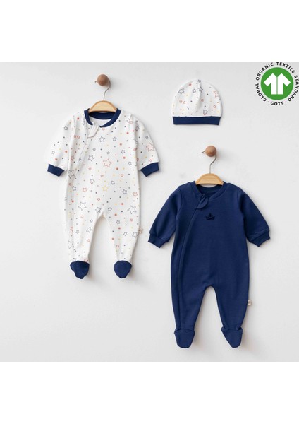 Organik Fermuarlı Yenidoğan Tulum Seti (3’lü)
