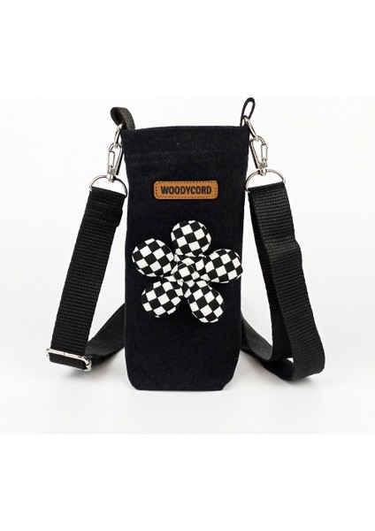 El Yapımı 0,5 Litrelik Matara Termos Kılıfı Pofuduk Damalı Çiçekli