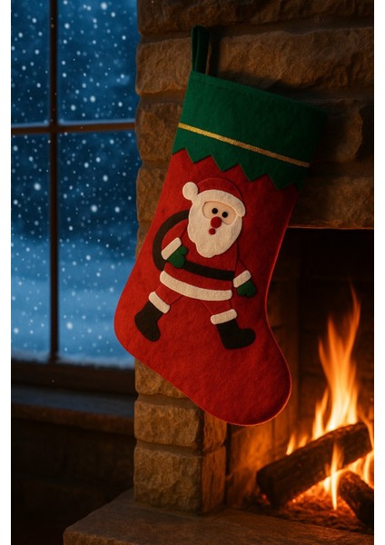 Neşeli Renkli Noel Temalı Keçe Çorap Yılbaşı Süsü Dekorasyonu