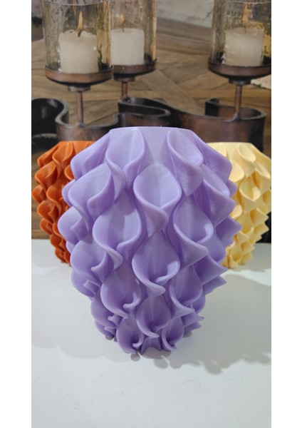 Zambak Desenli 3D Vazo | Modern Organik Form | Pla ile Özel Tasarım (Çiçekler Dahil Değildir) indirimleri