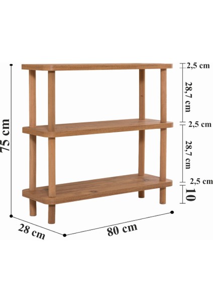 Dublin Aria Kısa Kitaplık 80X28 Natural