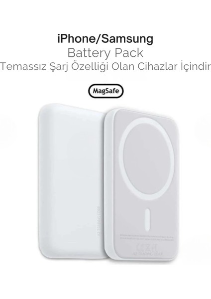 iPhone 15 / 16 / 17 Uyumlu Magsafe Kablosuz Powerbank 5000 Mah | Wireless Taşınabilir Batarya Şarj Aleti