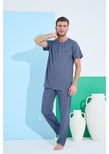 Elitol Erkek Kısa Kolpihama Takımı-Mavi--