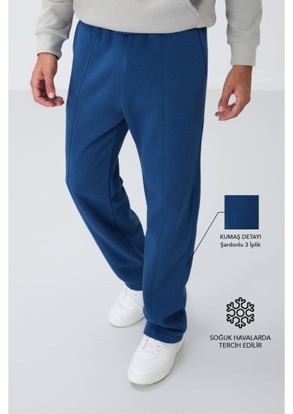 Parlament Pamuklu Kalın İçi Tüylü Yumuşak Dokulu Oversize Nakışlı Erkek Eşofman Altı -82146