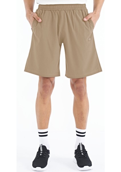 Bej Yan Cep Detaylı Lastikli Erkek Şort - 81238