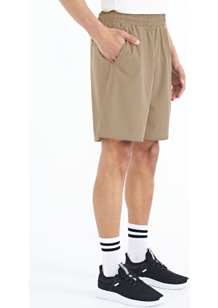 Bej Yan Cep Detaylı Lastikli Erkek Şort - 81238