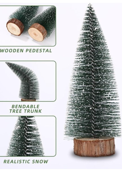 3'lü Mini Çam Ağacı Seti, Kar Yağmış, Yılbaşı Dekoru, Renkli, 8-15 cm fiyatları