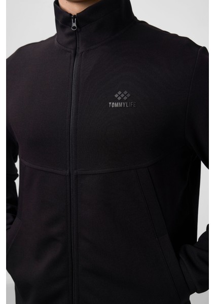 Siyah Yüzeyi Dokulu Rahat Form Erkek Eşofman Takım - 85273 indirimleri