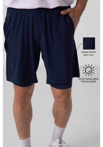 İndigo İnce Yumuşak Standart Fit Erkek Taytlı Şort - 81287